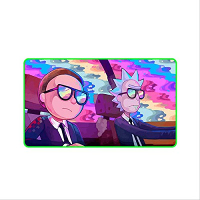 a50 Teclado Alfombrilla Gaming RGB Anime Rick Y Morty – Juego De Velocidad De Bloqueo De Gran Tamaño Gamer Gaming RGB Led Mouse Pad Soft Laptop Notebook Mat para Csgo LOL Espesor 4 mm 600x350mm