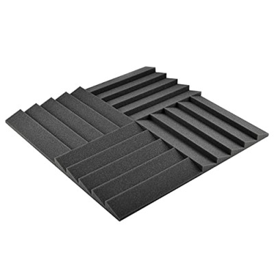 AcousPanel Espuma acústica – Pack de 12 planchas de alta calidad. Dimensiones 30×30 cm. Color gris antracita, auto extinguible. Paneles Absorbentes Acústicos con diseño clásico.