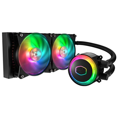 Cooler Master MasterLiquid ML240R ARGB Close-Loop AIO CPU Liquid Cooler, 240 radiador, bomba de doble cámara, iluminación RGB direccionable, ventiladores dobles MF120R para AMD Ryzen/Intel LGA1200/1151