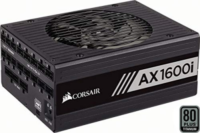 Corsair AX1600i – Fuente de Alimentación Digital Totalmente Modular (1600 W, Certificación 80 Plus Titanium) Negro
