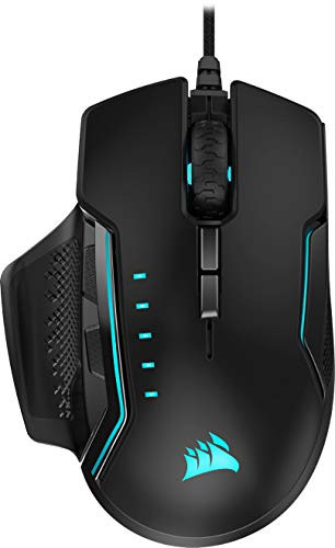 Corsair Glaive RGB Pro – Ratón cómodo para Juegos FPS/MOBA (agarres Intercambiables, Aluminio, retroiluminación LED RGB, 18.000 PPP, óptico) Negro