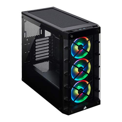 Corsair iCUE 465X RGB – Cristal Templado Chasis Semi-torre ATX Inteligente (Paneles Lateral y Frontal de Cristal Templado, Tres Ventiladores LL120 RGB LED Incluidos), Negro