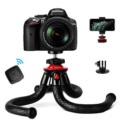 Fotopro Móvil – Trípode, Flexible Tripode con Rótula de Bola, Mini Trípode con Bluetooth, Portátil Trípode con Tornillo 1/4” para iPhone, Samsung Galaxy, Huawei, Gopro