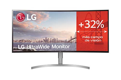 LG 38WR85QC-W - Monitor UltraWide Curvo 38', Panel IPS WQHD+ 3840x1600 21:9 2300R, USB-C 90W, Altavoces Integrados, Ajuste de Altura/Inclinación/Giro, Blanco
