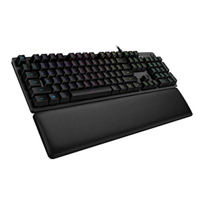 Logitech G513 – Teclado Gaming Mecánico con Reposamanos, RGB LIGHTSYNC, Interruptores GX Brown, Aleación de Aluminio, Conexión de Paso de USB, Disposición QWERTY Español, Negro
