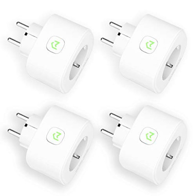 meross – Enchufe Inteligente Mide el Consumo 16A 3680W, Compatible con Alexa, Google Assistant y SmartThings Wi-Fi Smart Plug, Modelo MSS310. Paquete de 4