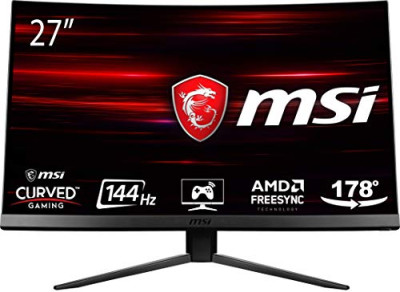 MSI MAG271C – Monitor Gaming de 27' LED FullHD 144Hz (1920 x 1080p, Pantalla Curva de 1800R, 1 ms, Brillo 300 nits, Anti-Glare, NTSC de 1 y SRGB DE 1.15), USB, Negro