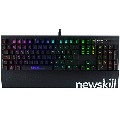 Newskill Hanshi – (Versión extranjera) Spectrum Teclado mecánico gaming RGB con estructura metalica, reposamuñecas removible e iluminación RGB de color negro [Portugal]