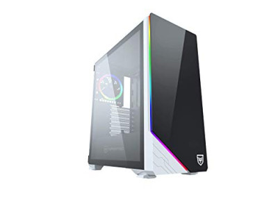 Nfortec Vega RGB – Caja de ordenador para gaming (cristal templado), color blanco y negro