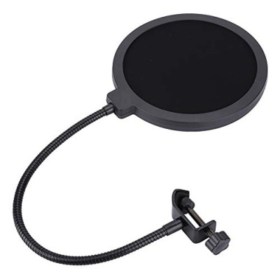 Oumij – 15.5cm Diámetro Pop-up Filter Spray Hood Micrófono Estudio Pop Shield Mic Filter Máscara Doble Capa Pop Filter PF-60 Negro Abrazadera de 6 Pulgadas en micrófono Micrófono
