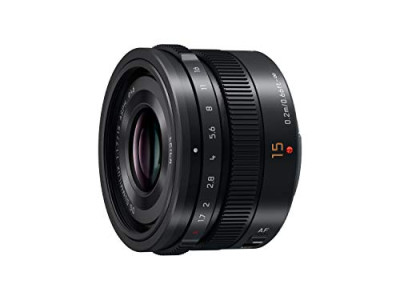 Panasonic Leica DG Summilux H-X015 – Objetivo Focal Fija para Cámaras de Montura M4/3 (Focal 15 mm, F1.7, Tamaño Filtro 46 mm, Lentes Asféricas), Negro