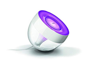 Philips Hue Iris – Lámpara de mesa conectada, iluminación inteligente, controlable vía Smartphone y accesorios Hue, 16 millones de colores, color transparente