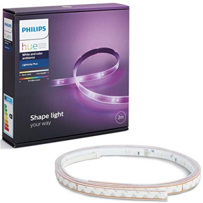 Philips Hue White and Color Ambiance – Lightstrip Plus, tira LED de 2 metros con enchufe, iluminación inteligente, compatible con Amazon Alexa, Apple HomeKit y Google Assistant