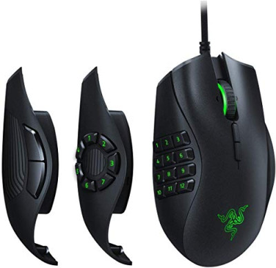 Razer Naga TrinityRatón – para Juegos MOBA/MMO, Ratón Gaming, 3 Placas Laterales Intercambiables, Sensor Óptico de 5G de 16 000 PPP, hasta 19 Botones Programables, Negro