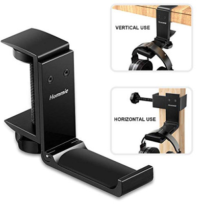 Soporte Auriculares de Metal Silicona, Hommie – Soporte Cascos con Organizar de Cable para Bose QuietComfort,Beats Solo 3, Sony Playstation etc, Ideal para Mesa, Mandos Juegos, Gamepad, Armario, Ngero