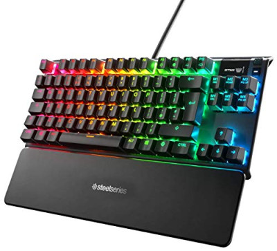 SteelSeries Apex 7 TKL – Teclado mecánico para Gaming, Compacto, Display OLED, Interruptores Marrones, Teclado QWERTY Inglesa (UK)