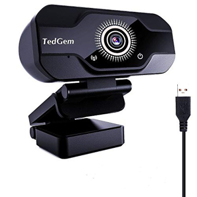 TedGem Webcam, Full HD Webcam 4K/1080P Streaming – Cámara Web con Micrófono USB Webcam para Video Chat y Grabación, Gaming, Pequeña, Flexible y Ajustable, Compatible con Windows, Android, Linux
