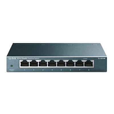 TP-Link TL-SG108 – Switch Gigabit de Escritorio Red con 8 Puertos (10/100/1000 Mbps, Carcasa de Acero, IEEE 802.3 X, Auto-MDI/MDIX, Plug and Play, Ahorro de Energía, Puertos RJ45, Fácil de Usar)