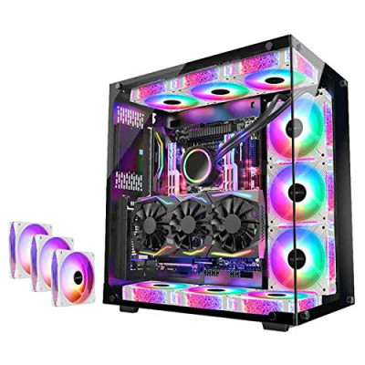 ZZYH Caja PC Torre Media ATX/Micro ATX/Mini-ATX – con USB3.0 Y 3 Ventiladores ARGB Preinstalados, Soporta Refrigeración Agua 360, Chasis Computadora Juegos con Paneles Vidrio Templado